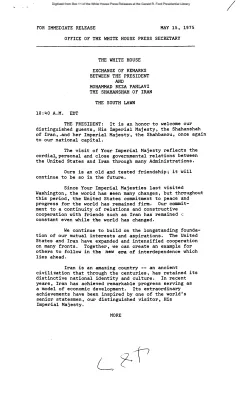 Exchange of Remarks between the President and Mohammad Reza Pahlavi, the Shahanshah of Iran [Ford Speech or Statement]