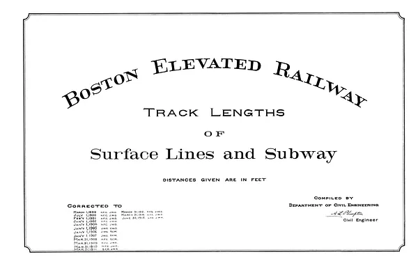 Boston Elevated Railway track lengths of surface lines and subway