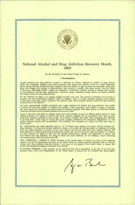 National Alcohol and Drug Addiction Recovery Month, September 2003
