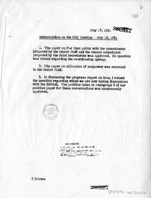 Memorandum Concerning the National Security Council Meeting