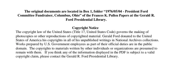 1976/05/04 - President Ford Committee Fundraiser, Columbus, Ohio