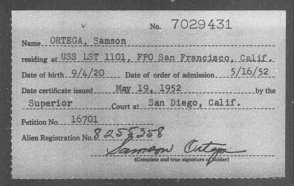 Ortega, Samson - 1952