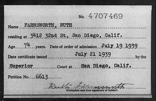 Farnsworth, Ruth - 1939