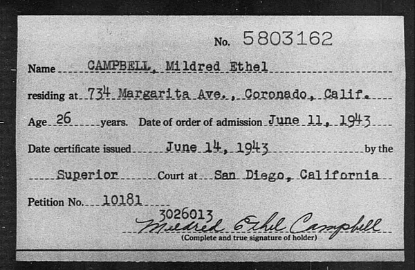 Campbell, Mildred Ethel - 1943