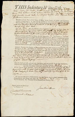 Mary Marstins indentured to apprentice with Jonathan Burr of Sandwich, 30 May 1796