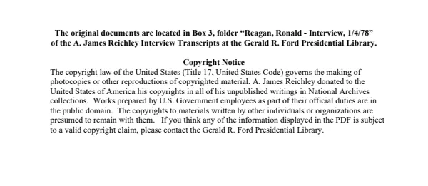 Reagan, Ronald - Interview, 1/4/78