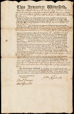 Henry Dorcy indentured to apprentice with John Kendrick of Edgartwon, 21 October 1772