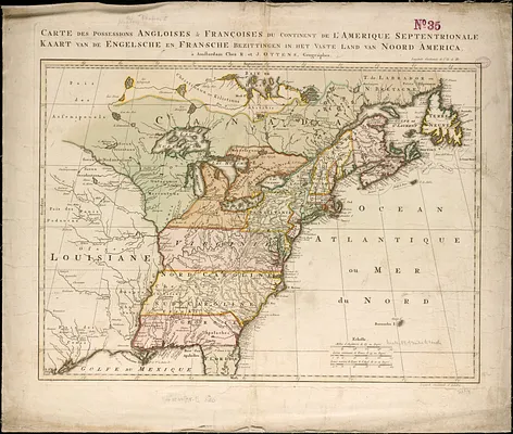Carte des possessions angloises & françoises du continent de l'Amérique septentrionale
