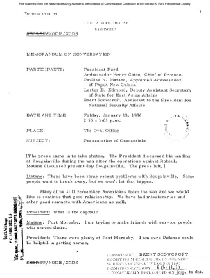 January 23, 1976 - Ford, Papua New Guinea Ambassador Paulias N. Matane