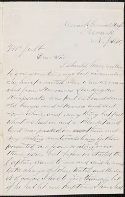 Letter from Edward H. Brown, Newark General Hospital., Newark N.J., to Thomas Jubb, West Chelmsford, Mass.