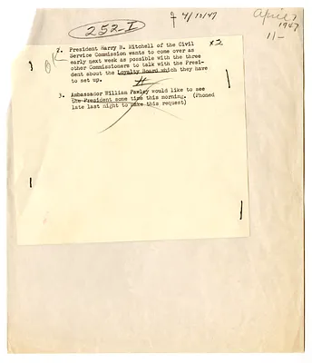 Appointment Request for Harry B. Mitchell