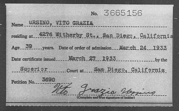 Ursino, Vito Grazia - 1933