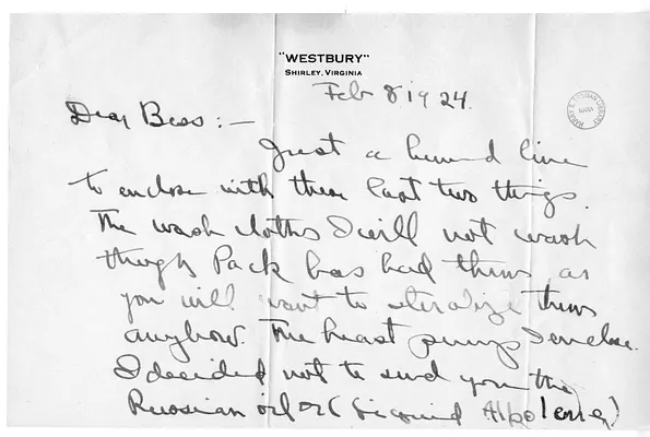 Letter from Mary Paxton Keeley to Bess W. Truman