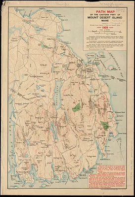 Path map of the eastern part of Mount Desert Island, Maine