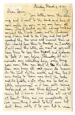 Letter from Mary Jane Truman to Harry S. Truman with Attachments