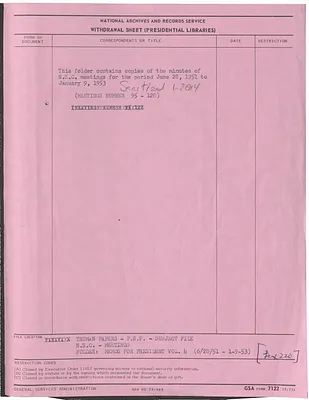 National Security Council - Meetings File, 1945-1953: Memoranda for the President: Volumes: IV:  June 28, 1951 - January 9, 1953