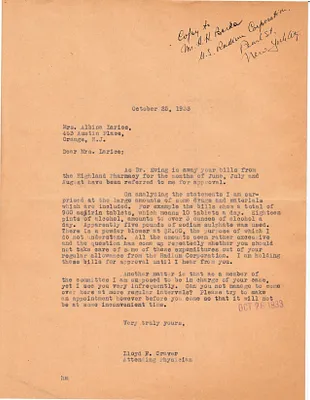 Letters Sent to Albina Larice, October 25, 1933