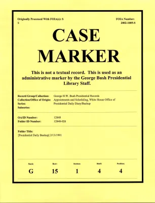 [Presidential Daily Backup] 2/13/1991