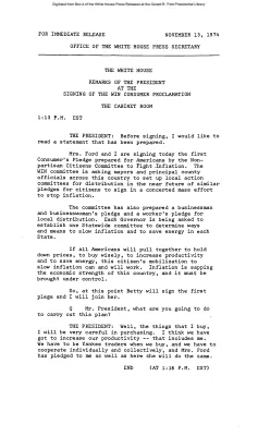 Remarks of the President at Signing of the WIN Consumer Proclamation [Ford Speech or Statement]
