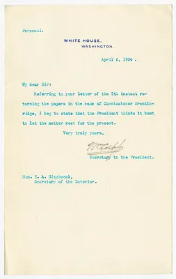 Letter from William Loeb to E. A. Hitchcock