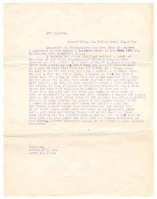 Reports of Inspectors' Visits to Truman-Jacobson Haberdashery