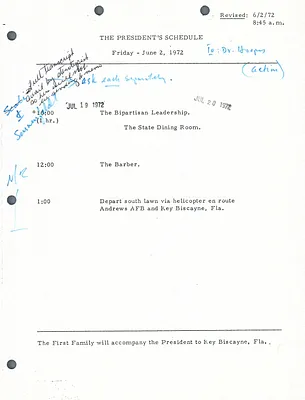 Administrative File--The President's schedule June 1972