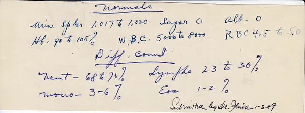 Lab Results, January 3, 1949