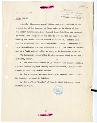 Memorandum, China Theater Update