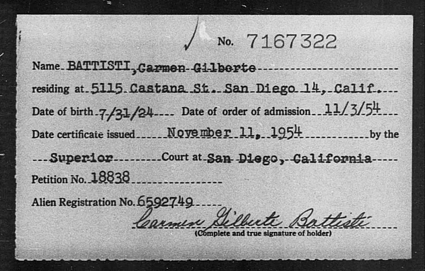 Battisti, Carmen Gilberte - 1954