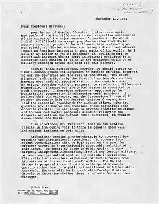Letter from Ronald Reagan to Leonid Brezhnev