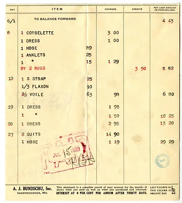 Bill from A. J. Bundschu, Inc.
