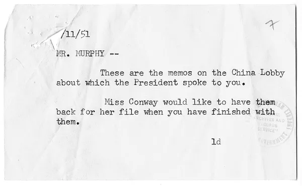 Memorandum from Lillian Dennison to Charles Murphy, with Attachments