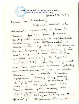 Letter from Florence Ross to President Harry S. Truman