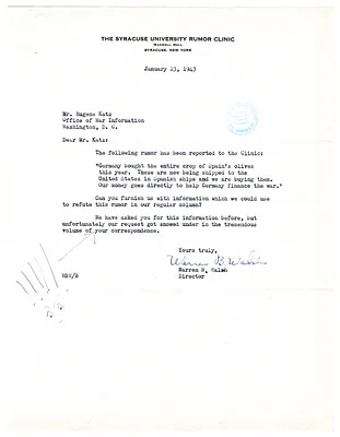 Letter to Eugene Katz from Warren B. Walsh