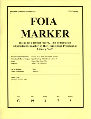 Education Summit 9/89 [OA 4423]