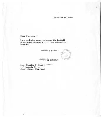 Letter from President Harry S. Truman to Florence Ross