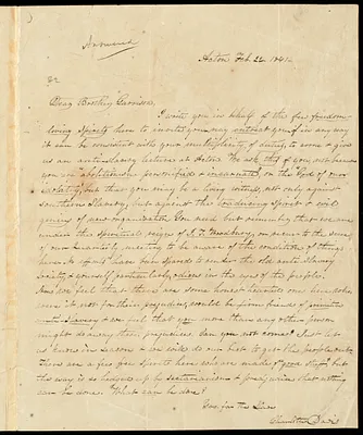 Letter from Charlotte Davis, Acton, [Mass.], to William Lloyd Garrison, Feb. 22, 1841