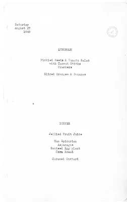 White House Luncheon and Dinner Menu