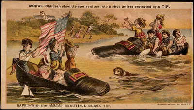 Moral - children should never venture into a shoe unless protected by a tip. Safe! With the A. S. T. Co. beautiful black tip.