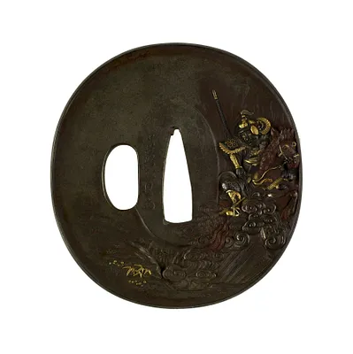 Tsuba with Chôun Rescuing Gentoku's Infant
