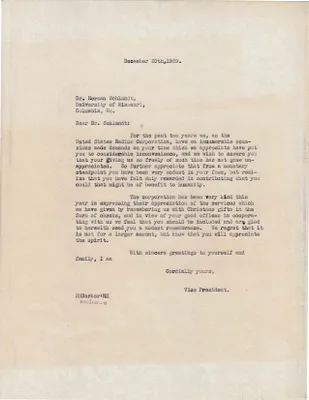 Letters Sent to Dr. Herman Schlundt, December 20, 1929