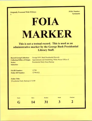 [Presidential Daily Backup] 2/13/1989