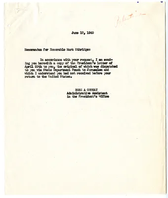 Correspondence Between President Harry S. Truman and Mark Ethridge, with Related Material