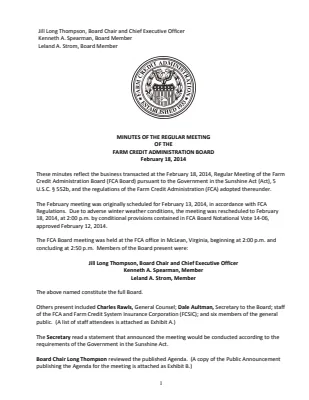 Board Meeting Minutes, February 2014