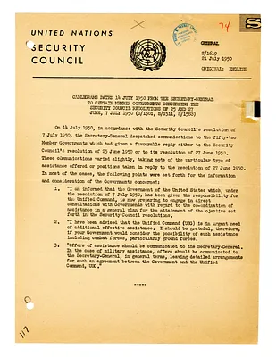 Cablegram from the Secretary-General Trygve Lie