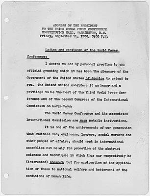 Address to the Third World Power Conference, Washington, DC
