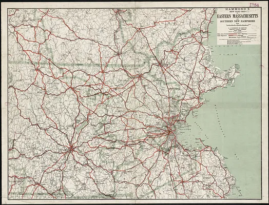 Hammond's new road map of eastern Massachusetts and southern New Hampshire