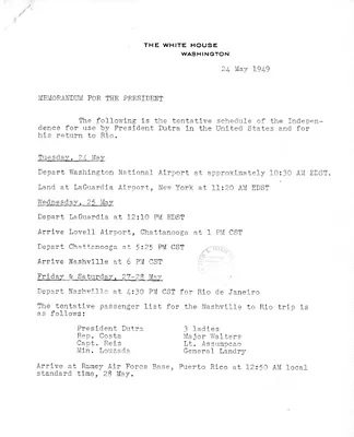Memorandum from Brigadier General Robert Landry to President Harry S. Truman