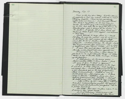 Handwritten journal entry for February 17, 1969