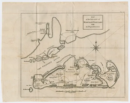 Map of the island of Martha's Vineyard with its dependencies
